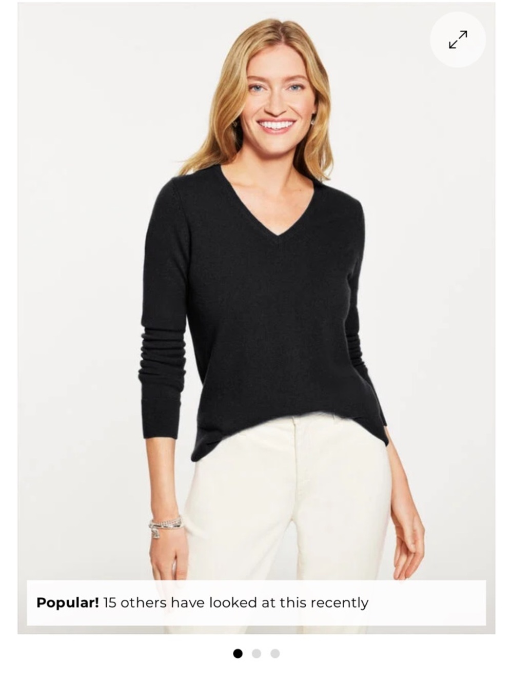 Talbots Black V-Neck Ribbed-Trim Sweater